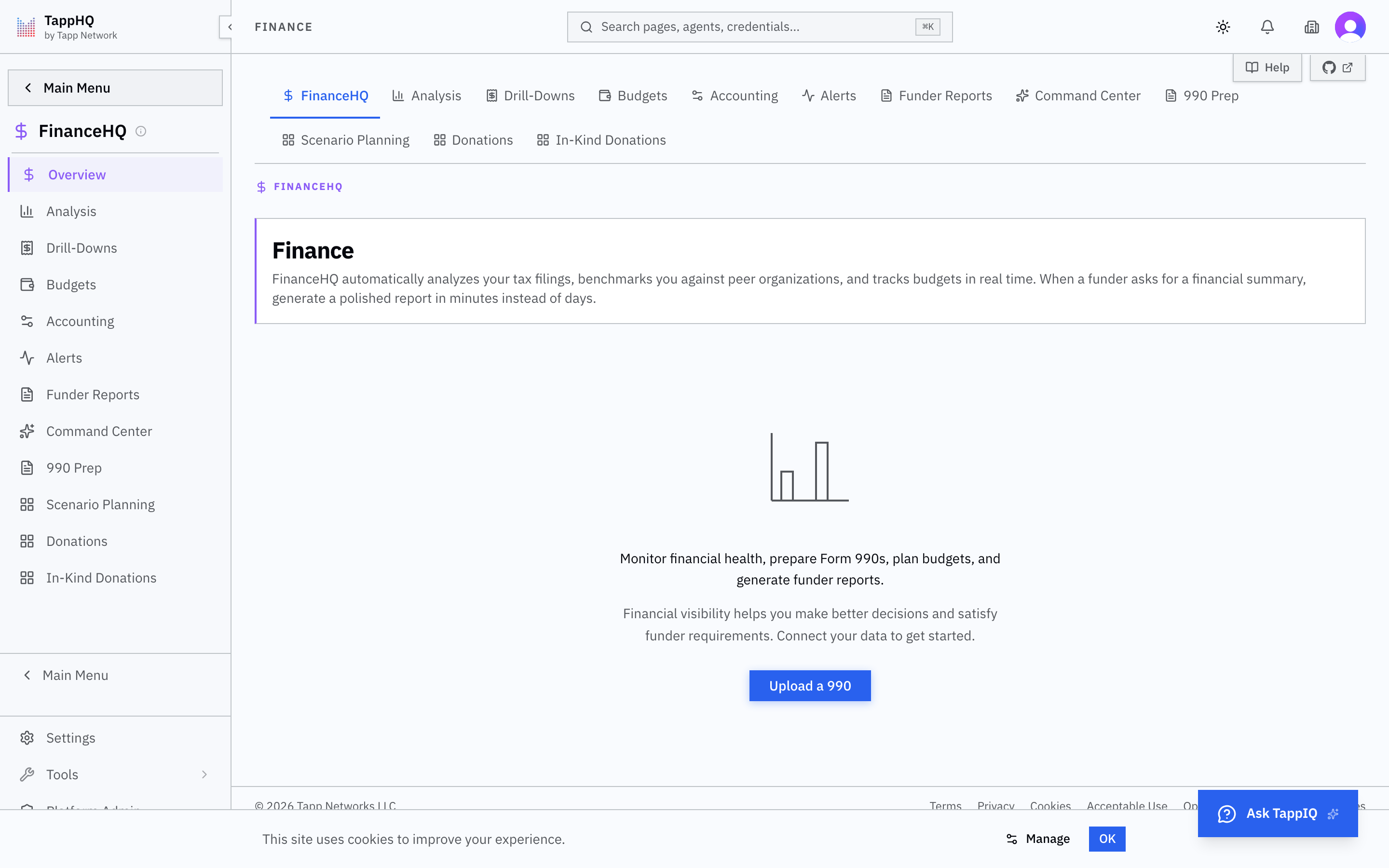 FinanceHQ platform screenshot