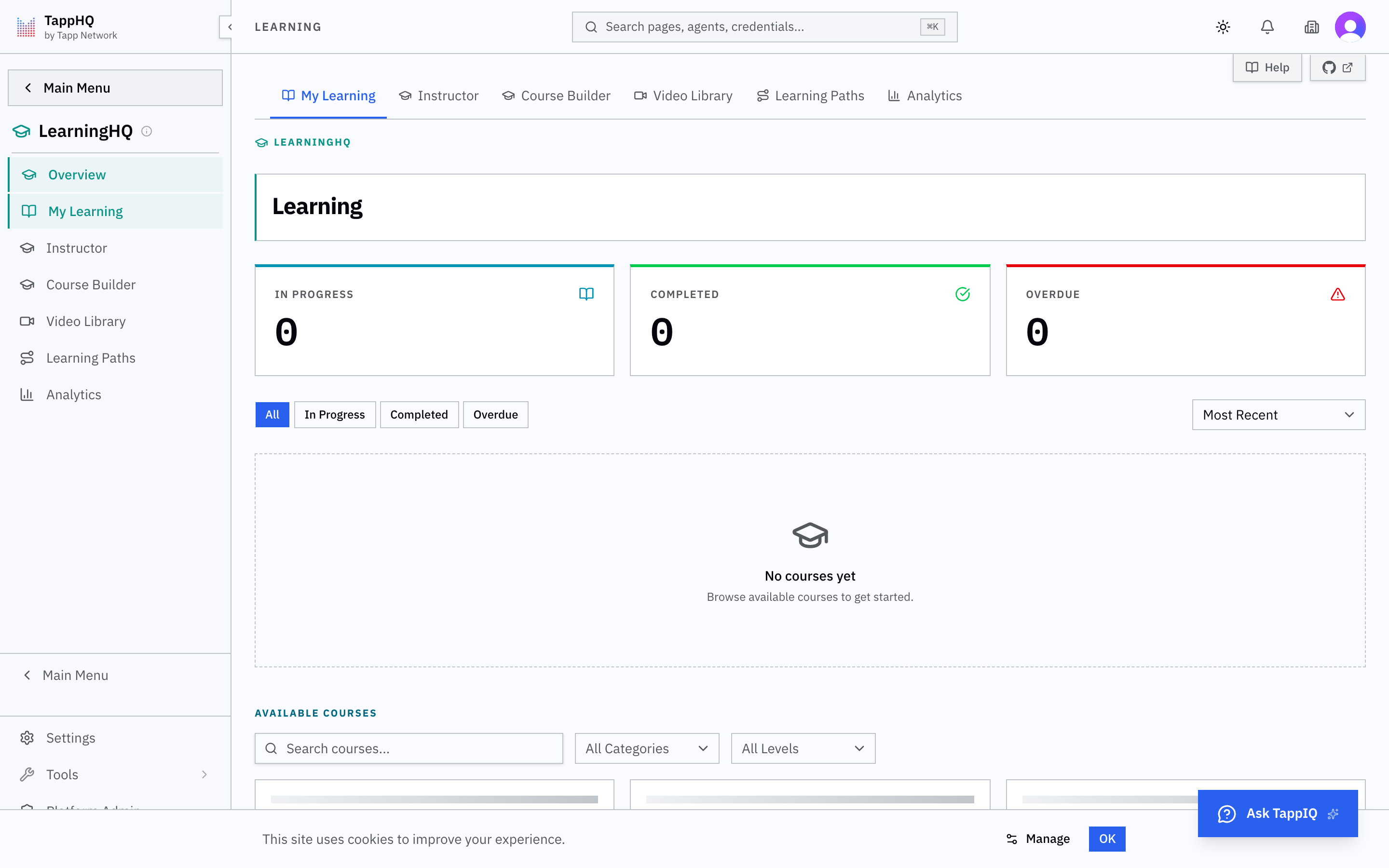 LearningHQ platform screenshot