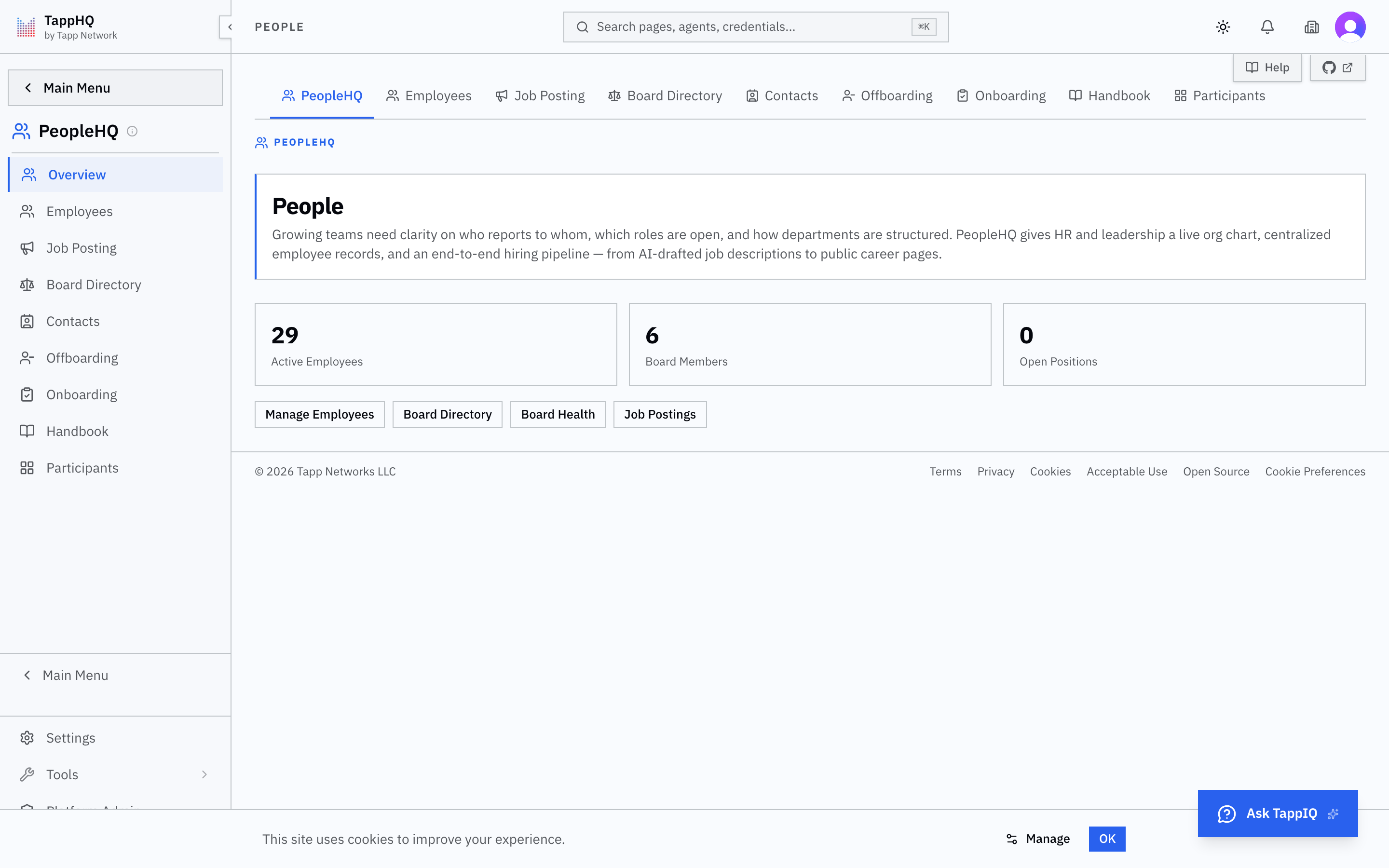 PeopleHQ platform screenshot